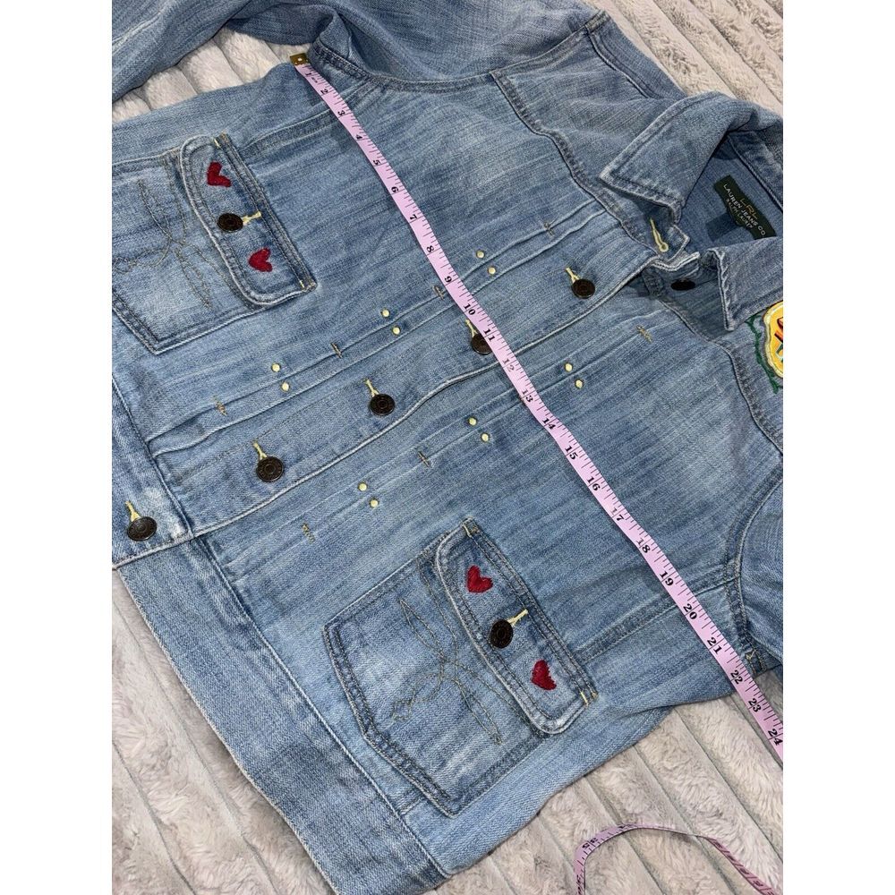 LRL Ralph Lauren Jacket XL Blue Denim Cotton Trucker Patchwork Hearts Libra Vine - Picture 8 of 15